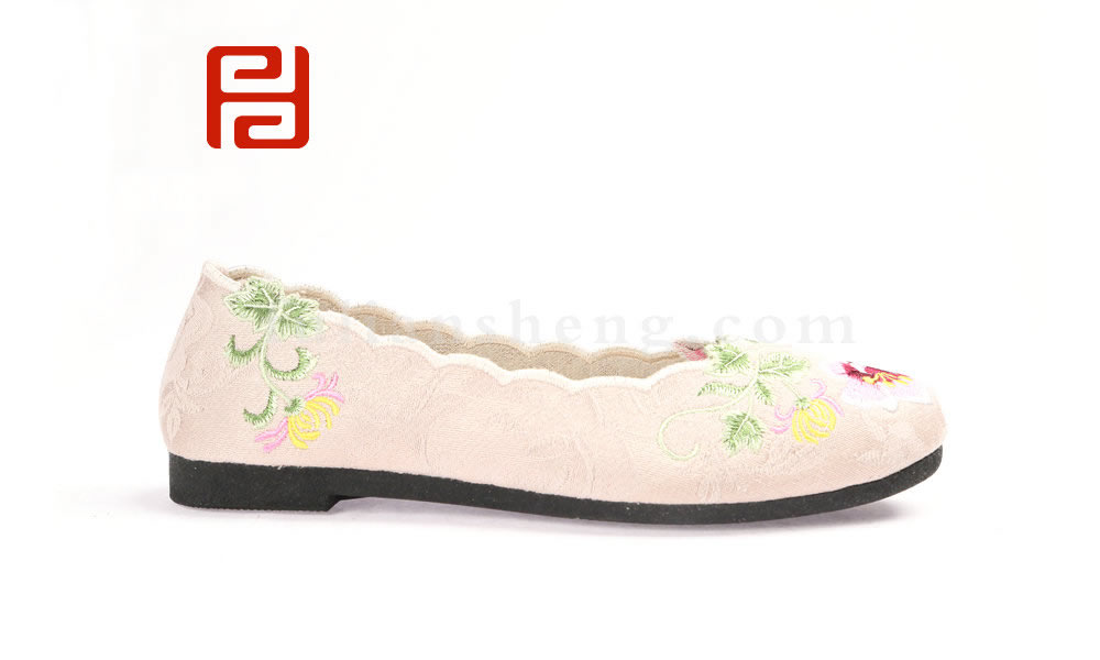 福連升繡花鞋女單鞋淺口老北京布鞋媽媽鞋軟底舒適懶人鞋圖片
