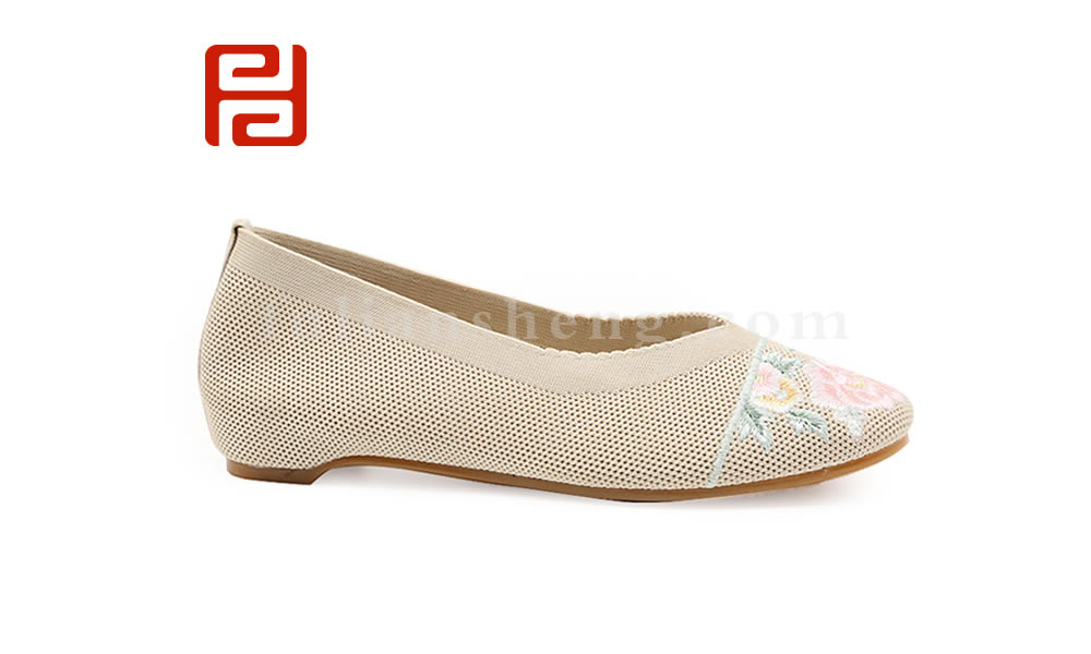 福連升老北京布鞋女夏季透氣網面繡花單鞋淺口軟底一腳蹬涼鞋圖片