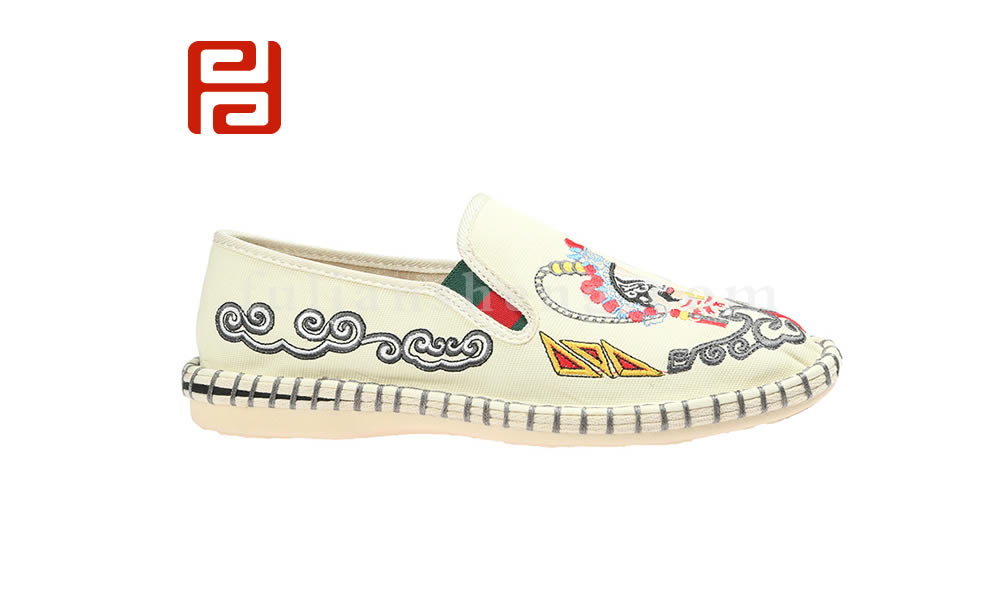 福連升夏款男半臉譜文字老北京布鞋民族風(fēng)社會鞋圖片