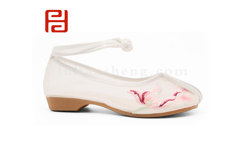 福連升夏網紗女鞋民族風系帶棉麻老北京布鞋圖片