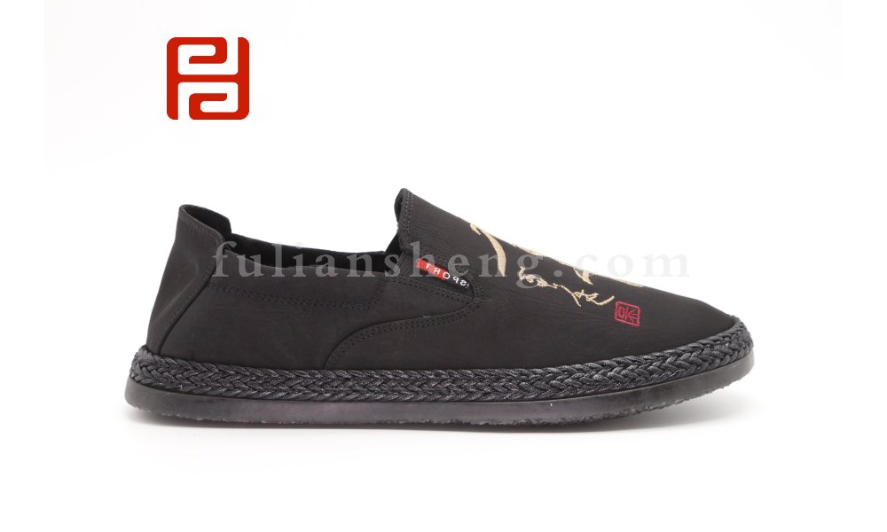 男鞋雨傘布棉麻透氣舒適中國風(fēng)一腳蹬懶人男鞋圖片