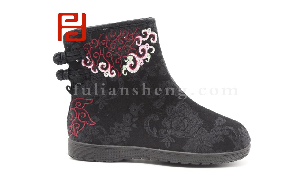 福連升老北京布鞋2020冬季新款民族風中國風繡花印花舒適短靴圖片