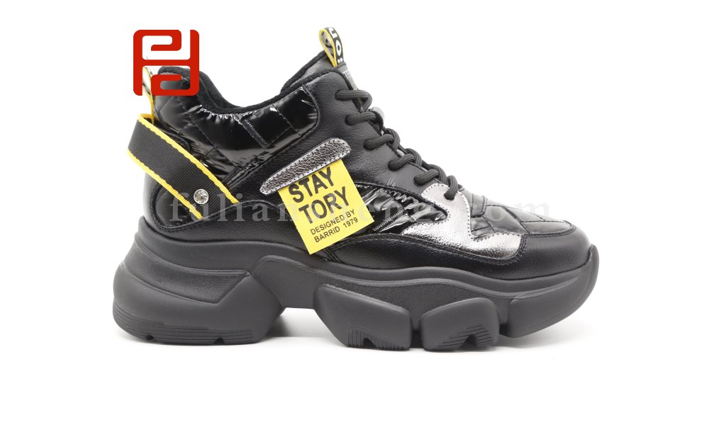 福連升休閑鞋2020冬時尚運動百搭厚底顯高牛皮老爹鞋圖片