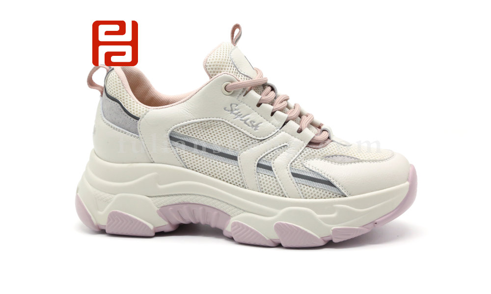 福連升休閑老爹鞋女春季拼色厚底舒適透氣運動女鞋圖片