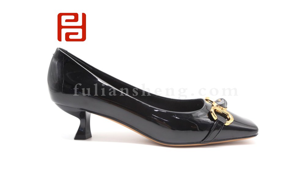 福連升春秋漆皮亮面魅力時裝工作通勤低跟淺口單鞋女鞋