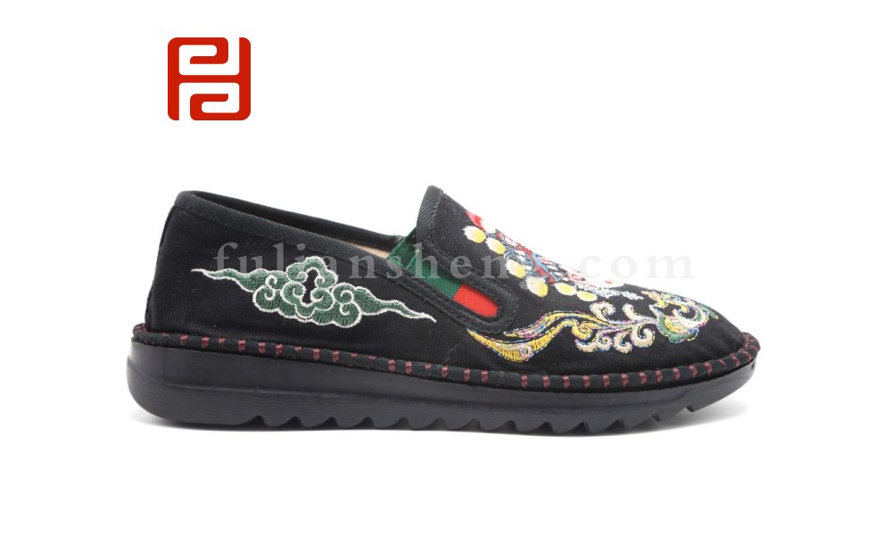 福連升老北京布鞋平底套腳繡花國風女鞋臉譜社會鞋